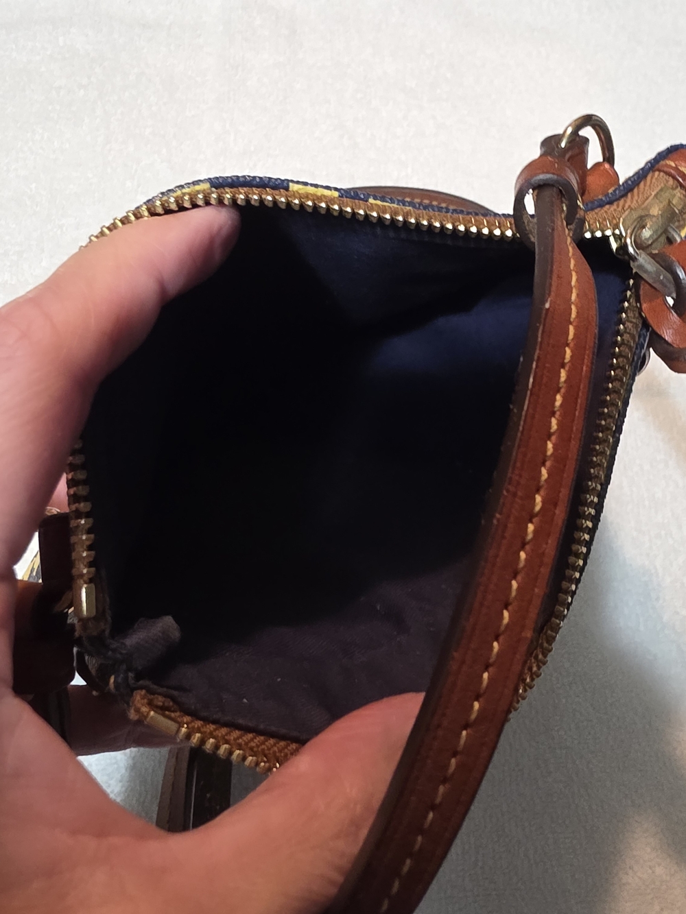Dooney & Bourke Maize and Blue University of Michigan Triple Zip Crossbody - Picture 3 of 5